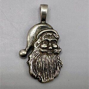 Santa Claus Pendant Textured Sterling Silver St Nicholas Father Christmas